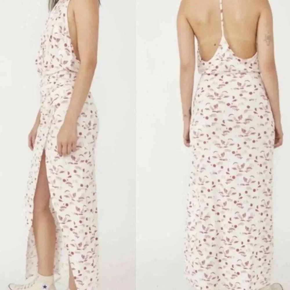 Free People Daria Open Back Front Slit Maxi Dress Size Small New E11